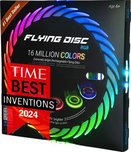 Flying Disc - 108 RGB Multicolor or 36 Monocolor LEDs, Super Bright, Smart Modes, Easter Basket Stuffers Gift, Camping Toy for Kid/Teen/Adult, Auto Light Up, Rechargeable, Waterproof, 175g