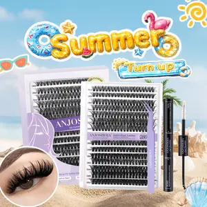 ANJOSIRMA 280 Bundles Individual DIY Lash Clusters Kit With Double-ended Glue and Tweezers 40D/60D/80D/100D Mink Extension Volume Cluster Faux Eyelashes for Beginners Easy At Home Application