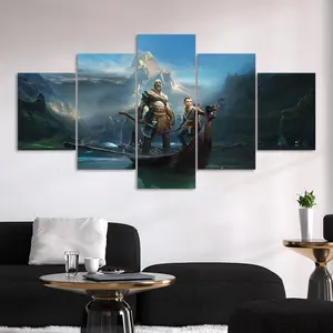 Legendary Voyage Pattern Canvas Painting, 5 Counts/set Modern Art Poster, Wall Art Decor for Home Living Room Bedroom Office, Ornaments