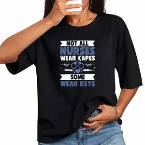 1pc Correctional Nurse Appreciation T-Shirt, Casual Round Neck, High Stretch Fabric, Printed Graphic Tee for Adults - Not All Nurses Wear Capes Some Wear Keys Casual Style, Comfortable and Soft