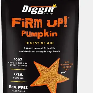 Diggin' Your Dog Firm Up Pumpkin Digestive Aid - USA Grown Drum-Dried Pumpkin & Apple Pectin - BPA Free Packaging - 100% Made in the USA - Easy to Feed, Hard Not to Love