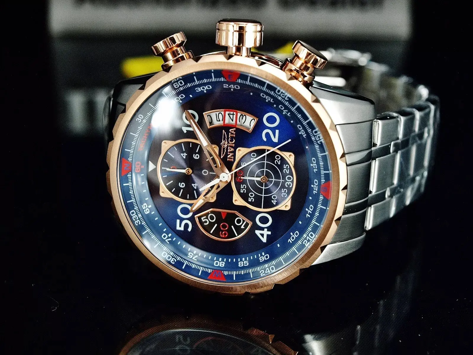 Invicta Rose Gold Watch with Blue Dial and Chronograph Invicta Men main image 4