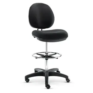 Alera IN4616 Interval Series Adjustable Drafting Swivel Task Stool - PVC-Free Faux PU Leather - Black, Industrial Commercial Office Furniture, Plastic-Free Alternative