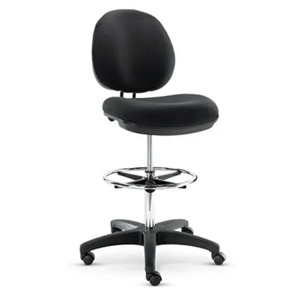 Alera IN4616 Interval Series No-Arms Adjustable Industrial Drafting Swivel Task Stool - PVC-Free Plastic Faux Leather - Black