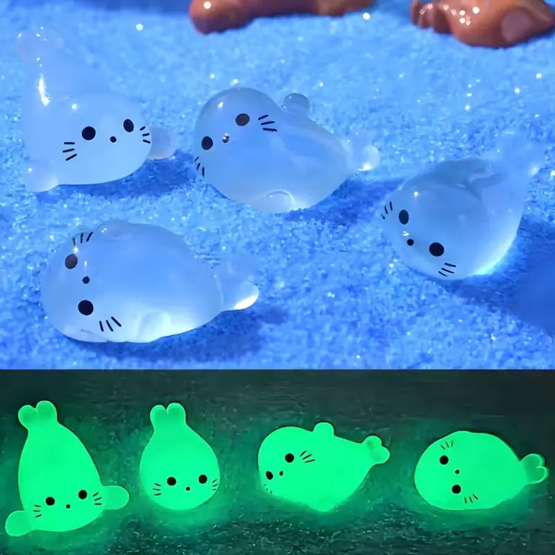10/20/30pcs  Mini Glow-In-The-Dark Seal Figurines, Figurine Set, Resin Figurine Statue, Ocean Animal Decorations, Ornaments, Creative Desktop Home Gifts, Car Kitchen Christmas Halloween Valentine's Day