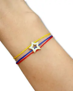 Venezuela Flag Bracelet Yellow Blue Red Nylon Cord Adjustable Star Charm Patriotic Jewelry