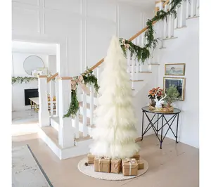 LuxenHome 6ft Holiday Artificial Pampas Grass Tree in Ivory