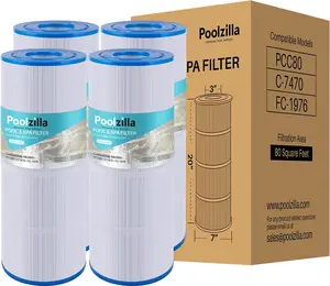 Poolzilla Pool Filter Cartridges, Compatible with PLFPCC80, CCP320, Pleatco PCC80-PAK4, Unicel C-7470, R173573, Filbur FC-1976, 178580, 817-0081, Clean & Clear Plus 320 | Premium Pool Filtration