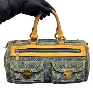 Pre-owned Louis Vuitton denim and leather Tote Bags Monogram Denim Neo Speedy Bag
