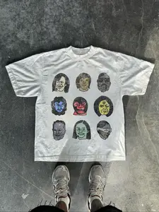 Men's Cartoon Figure Graphic Print Round Neck Tee, Regular Fit Casual Streetwear Short Sleeve Long T-shirt for Daily Wear, Men's Fitted Top for All Seasons, Casual Street Comfy, Casual Tee Tops