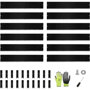 40FT Glvnized Steel Lndscpe Edging, 12-Pck 40" L x 6" H Hmmer-in Metl Grden Border with 20 Stkes for Lwn, Pthwy, Flower Beds - Blck