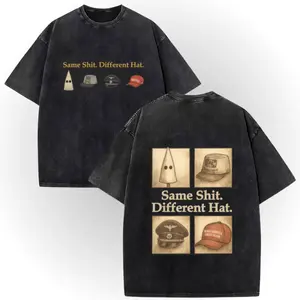 100% Cotton Double-Sided "SAME SHIT　DIFFERENT HAT"Short Sleeve, Big Fan Of Human Rights! # AbolishIce # IceOut # HumanRights # 100CottonTee # DoubleSidedTee # NoOneIsIllegal # TikTokMadeMeBuyIt # TikTokShop