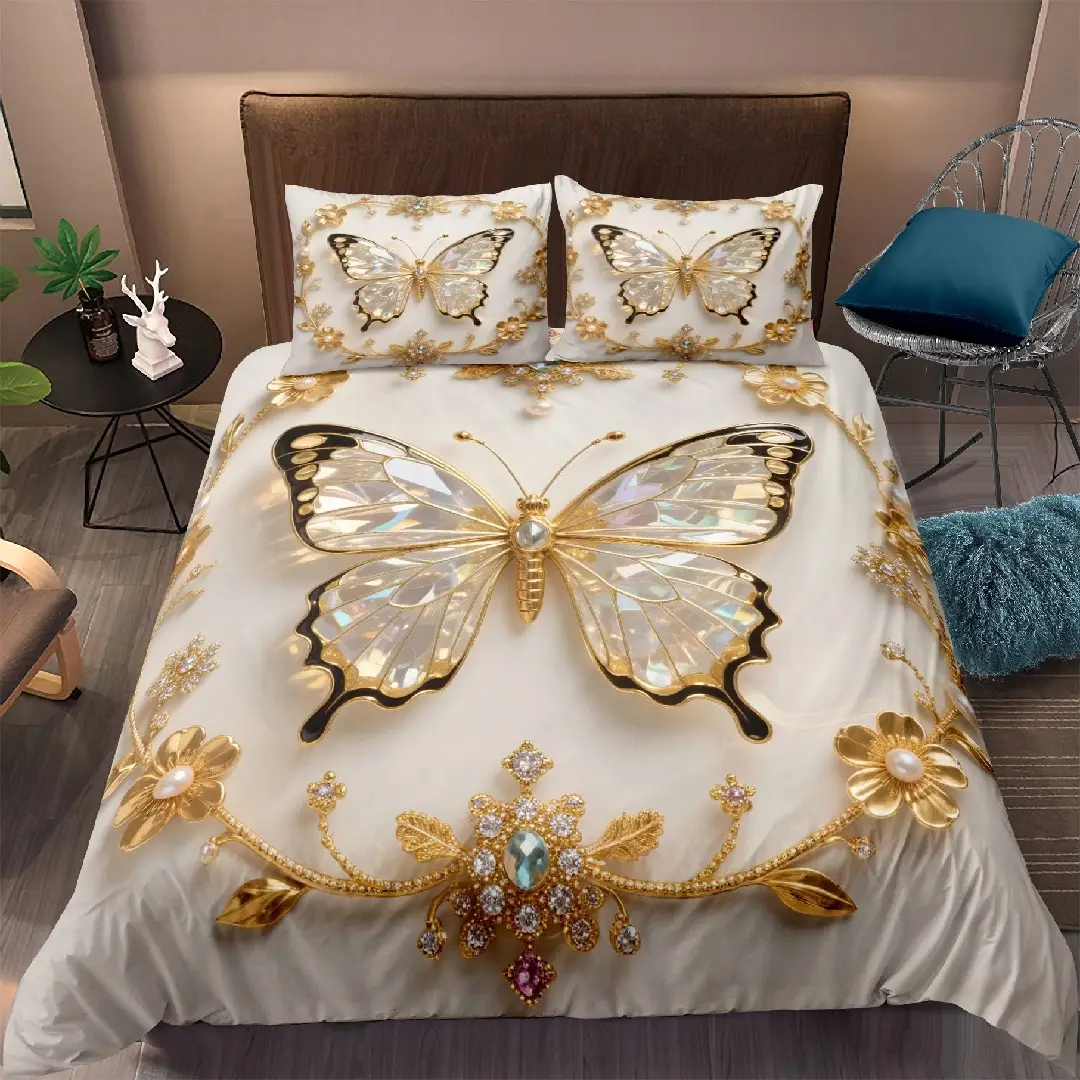 Soft Durable Bedding Set with Butterfly Print, Includes Pillowcases, Perfect Gift for Kids & Adults, Cute Animal Style Bedroom Decor