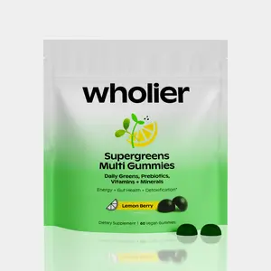 Supergreens Multi Gummies - Organic Greens, Vitamins, Minerals, Prebiotics in 2 Gummies, 5 calories, 1g of Sugar (30 servings)