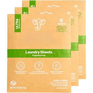 Laundry Detergent Sheets - Ultra Concentrated, Eco Sheets, Soap, High Efficiency, Power Clean, No Plastic Jug, Front Load Top Load Hand Wash -  Free - 6 Count (Pack of 3)
