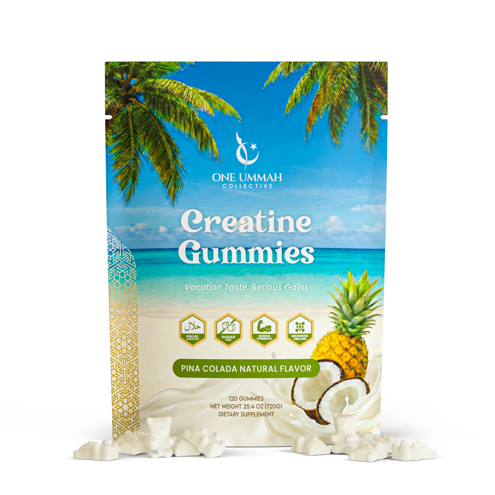 Creatine Gummies Halal Certified - Micronized Monohydrate - 120 Gummies, Creatine Monohydrate Supplement, Chewable Supplement