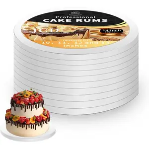 10 count 14 Inch Cakeboard Round, 1/2 Inch Thick Cake Boards, Bend Resistant & Sturdy White Cake Cardboard for Presenting Heavy or Tall Tiered Cakes, Base para Pastel(14inch/10pcs)