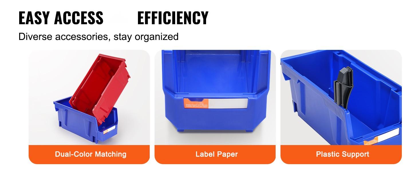 Plastic Storage Bin 11-Inch By 5-Inch By 5-Inch, Hanging Stackable Storage Organizer Bin In Blue And Red, 12-Pack, Heavy-Duty Stacking Containers For Closet, Kitchen, Office, Pantry Organization