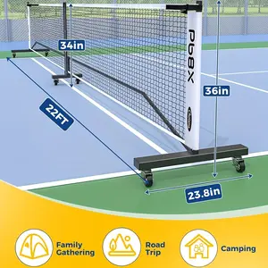 Portable Pickleball Net - Regulation Size With 6 Wheels, Court Lines, Durable Frame, And PE Knitted Net - For Driveways, Backyards, & Streets - Ideal for Home & Outdoor Practice - Great Gift for Pickleball Enthusiasts