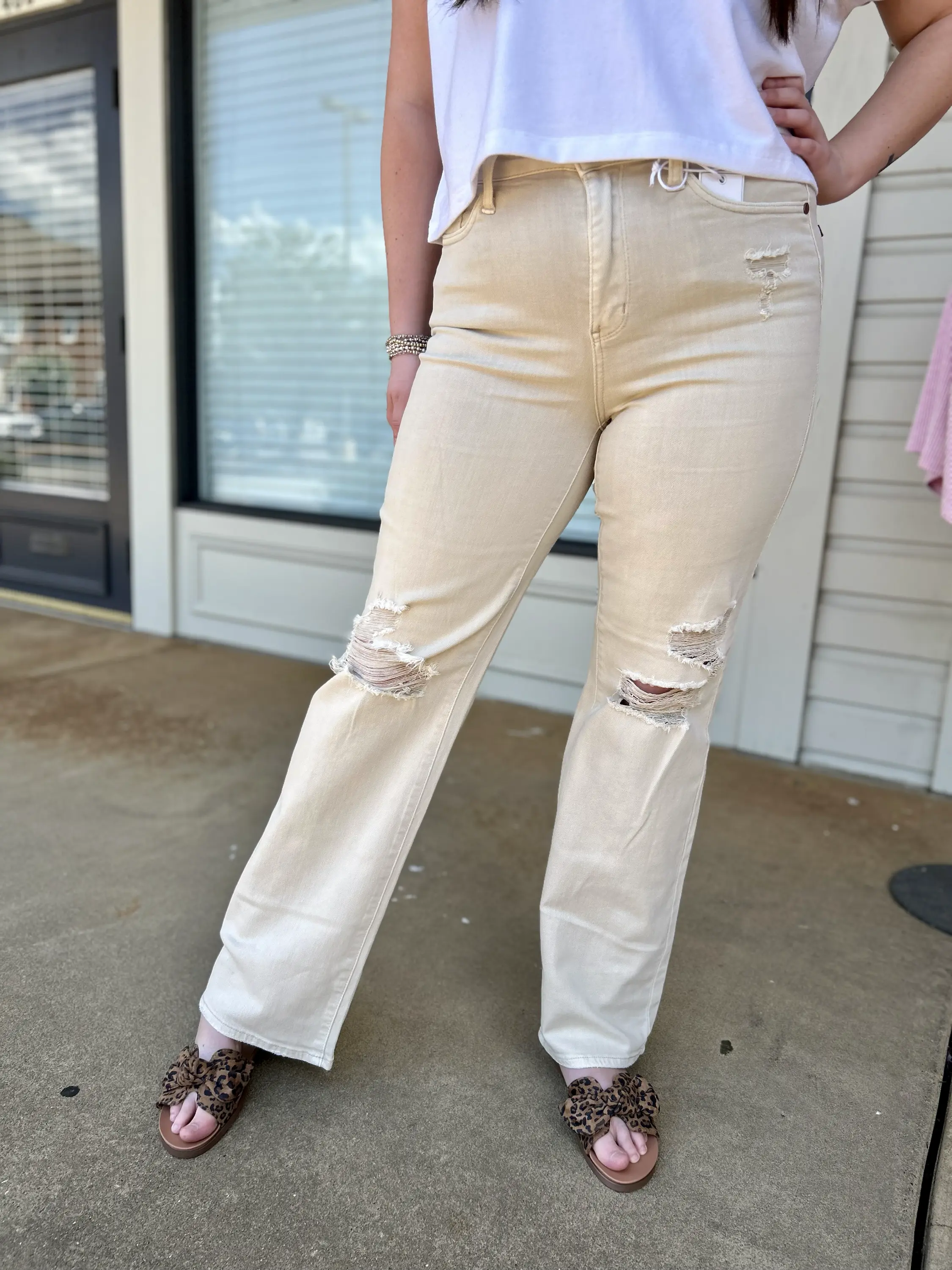 Judy Blue High Waist Garment Dyed Destroy 90's Straight Jean