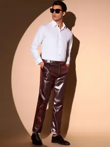 INSPIRE CHIC Metallic Pants for Men's Straight Leg Disco Shiny Faux Leather Trouser