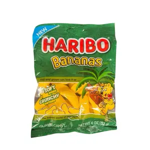 Haribo Bananas Gummy Candy - Soft Inside, Crunchy Outside, 1 Bag (4 oz)