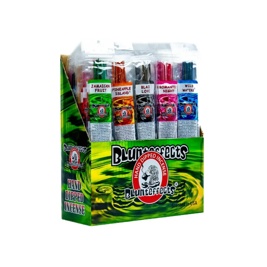 Blunteffects Hand-Dipped Incense Sticks, USA-Made, Long Burn Time, Aromatherapy Scented Incense Sticks 12 Sticks Each Pack