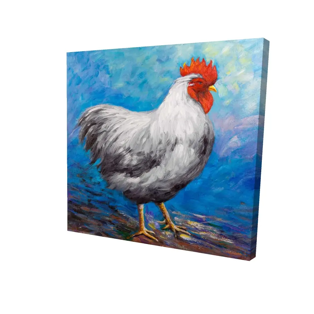 360 Stand 8x8 in. Gray Rooster Kitchen Wall Print - Farmhouse Nature-Inspired Artistic Home Decoration, Farm Animal Room Accent, Ideal Gift for Home Supplies, Farm Animal Prints, Neutral Tone Art, Long-Lasting, Kitchen Decor, Decorative Country Prints