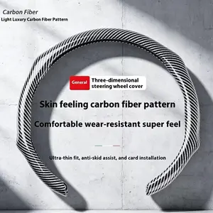 5D Laser Carbon Fiber Steering Wheel Cover, Anti-Slip Sport Grip, Wear-Resistant, Glue-Free Card Installation, Universal for Cars, Trucks, SUVs, All-Season Automotive Interior Accessory
