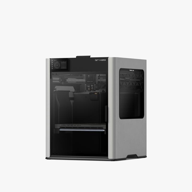 Bambu Lab H2D 3D Printer, Dual-nozzle Multi-material 3D Printing, Optional 10W/40W Laser and Cutting Module, 350*320*325 mm³ Print Volume, 5μm Resolution Optical Motion Calibration, Closed-loop Servo Extruder, 350°C Nozzle & 65°C Active Chamber Heating