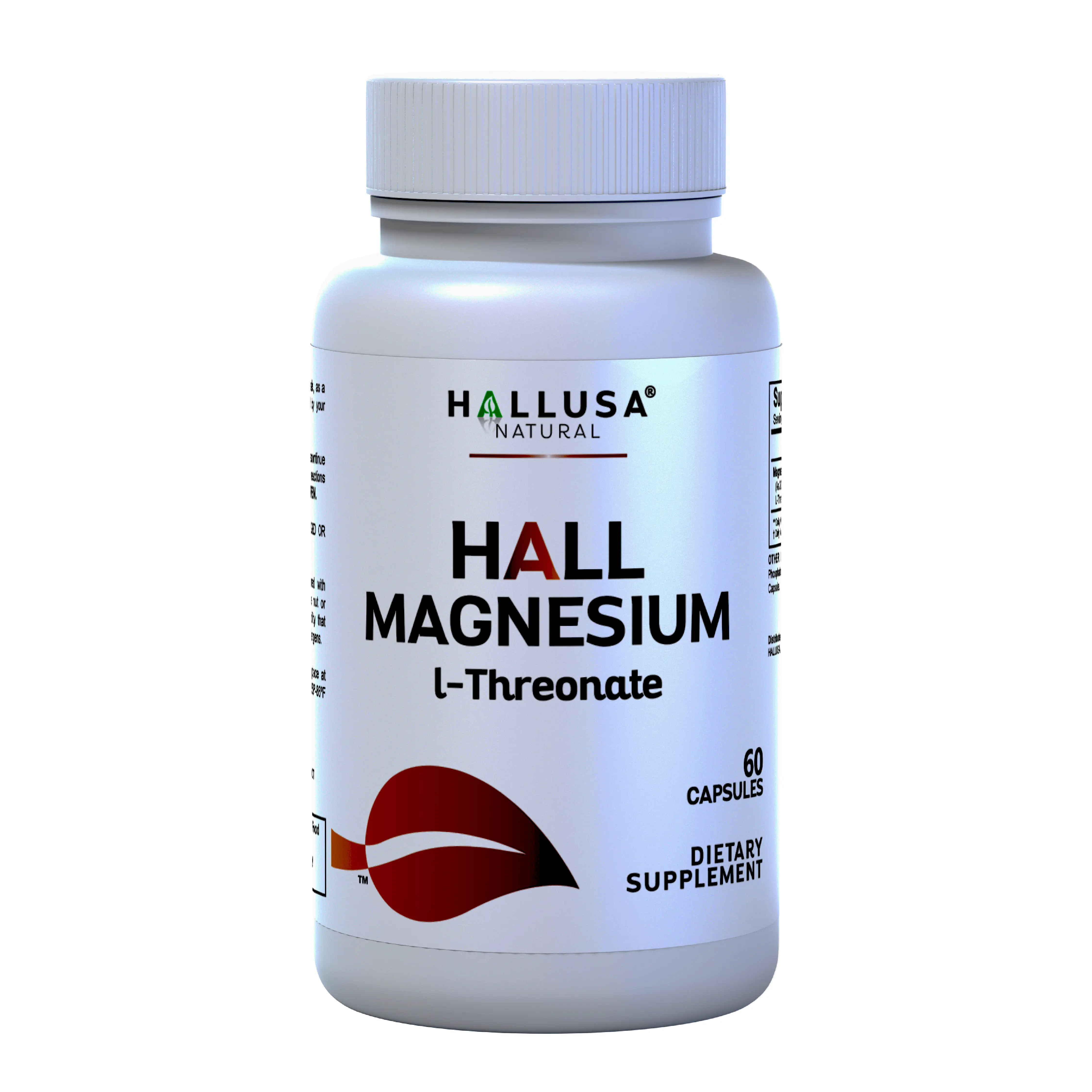 HALLUSA Natural HallMagnesium L-Threonate Dietary Supplement - 60 Capsules, Natural Daily Support for Brain Health, Memory & Focus, Natural Supplements