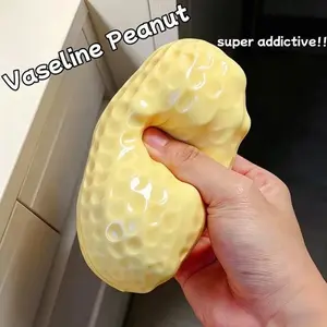 Peanut Shaped Squishy with Petrolatum Filling, Oozy Mud Texture Squeeze Fidget Toy, Tactile Hobby Collectible, Novelty Stress Relief Gift for Nut-Themed Sensory Toy Lovers