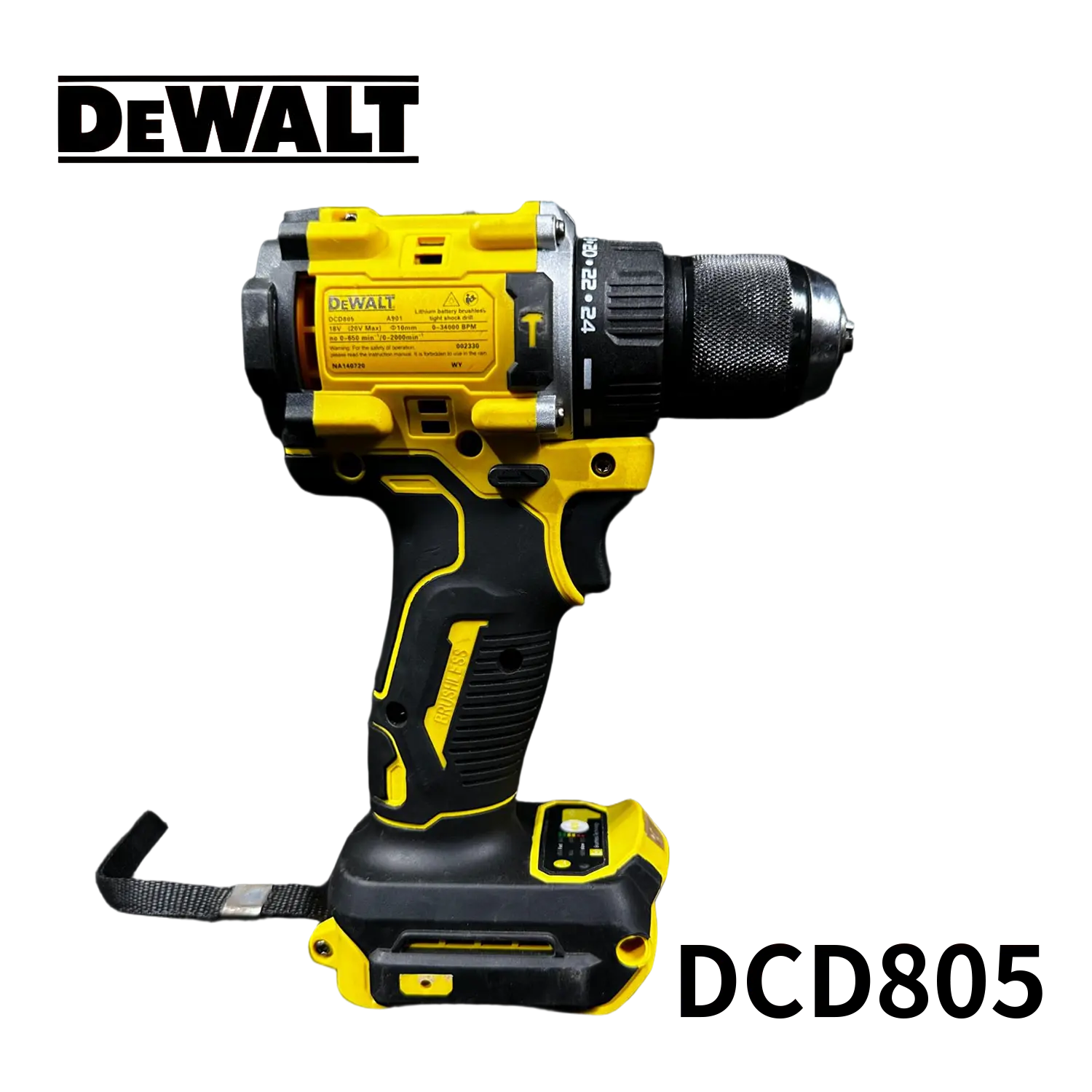 DeWALT DCD805 20V Compact Hammer Drill Driver - 90 Nm Max Torque, Ideal for Drilling Wood/Metal, Framing & Electrical Jobsite Applications