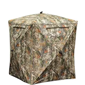 2 Person, 360 Degree Pop Up Hunting Blind,Shoot Through Mesh Windows, Portable Camo Ground Blind with Carry Bag, Waterproof Deer Stand for Hunting, Wildlife Photography, Outdoor Observation