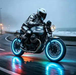 2PCS RGB Neon Motorcycle Wheel Lights, Universal LED Motion Sensor Tire Valve Cap Glow Lights, Decorative Car Accessories for Night Driving