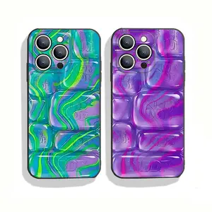 NeeDoh Cool Crush Ice Cube Phone Case, 3D Visual Printed Graphic Hard Phone Cover For Iphone 11 12 13 14 15 16 17Pro Max Air,New Elegant Shockproof Drop-resistant case