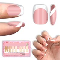 Square Round Short White French Tips Baby Pink