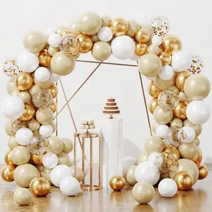 Mixed Colors Balloon Garland Arch Kit - Gold, White, Champagne Metallic, Ivory, Confetti Balloons for Wedding, Birthday Decorations (Home & Festive Supplies)