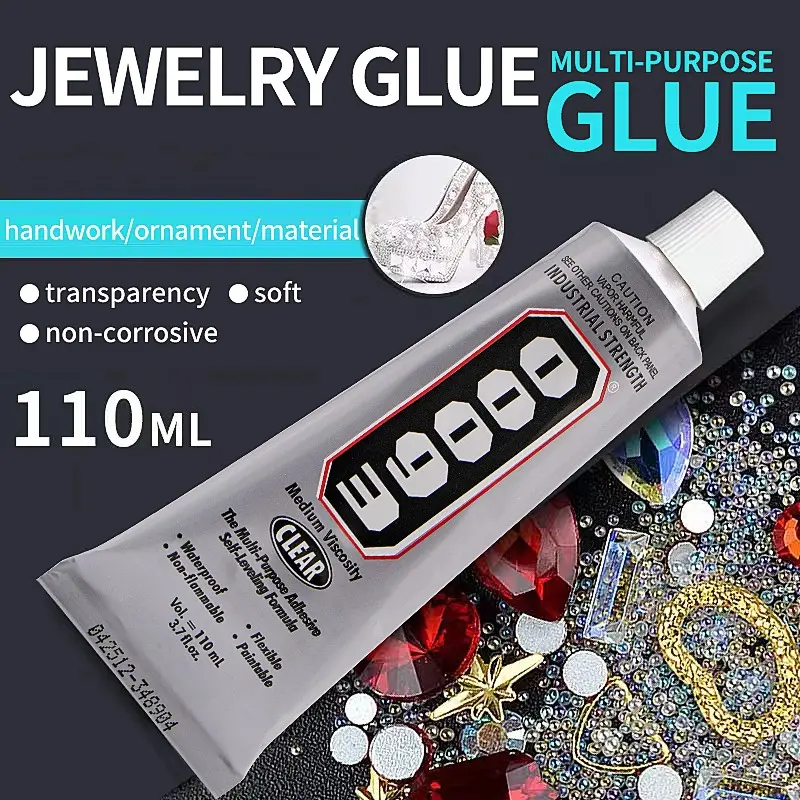 E6000 Glue 110ML, Universal Fast Drying Quick Dry Long Lasting Bond Adhesive for Clothing, Wedding Dress Stickers, Diamond Repair Accessories, DIY Phone Parts