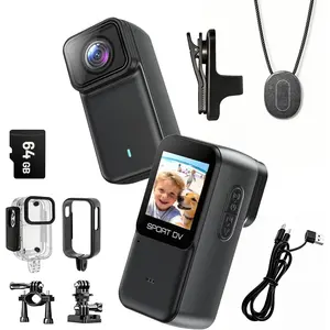 4K  Camera with WiFi, POV Action Cam for Motorcycling Skiing Cycling Vlogging ,  Wearable Thumb Camera for Hands-Free Recording,  Portable Video Recorder, 64GB Card, Black