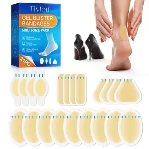 Tivlon Hydrocolloid Foot Gel Blister Bandages, Reduce Friction, Multi-Size Cushion Pads, Waterproof Outdoor Sports Use, 21 Sheets/pack