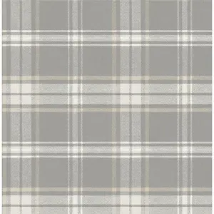 NextWall Daydream Gray Sennehill Plaid Peel and Stick Wallpaper