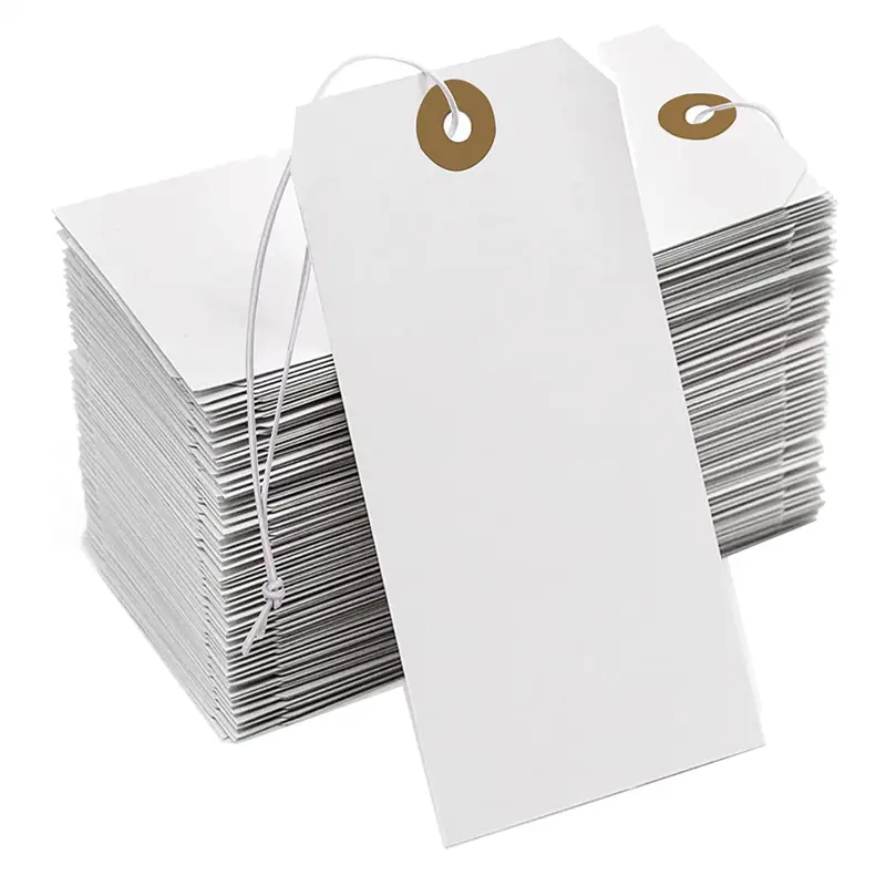 200-Pcs Reusable Large Reinforcing Hole Paper Hanging Tags with Elastic String, for Automotive & Motorcycle Frames & Fittings, Crafts, Clothing Stores Promotion, Shipping Needs