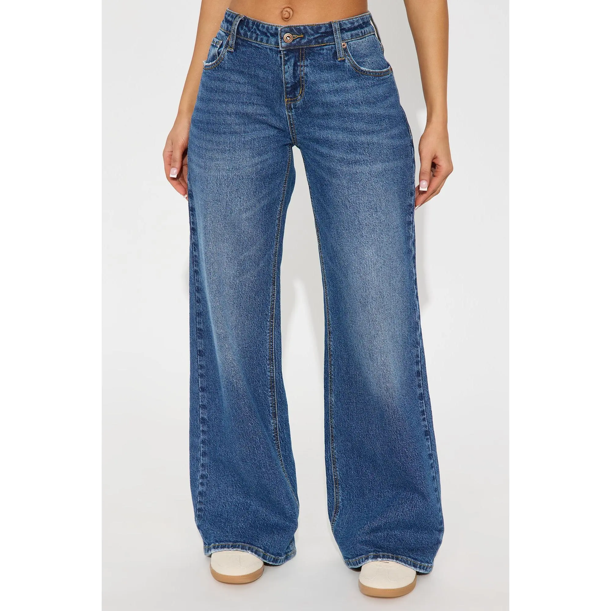 Still Going Strong Baggy Wide Leg Jeans - Dark Wash