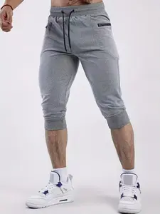 Elastic Drawstring Waist Zipper Pocket Rib Cuff Cropped Jogger Pants Stable Contour-Locking Silhouette Exquisite Pocket Structure Detail Versatile Daily Gym Breathable Bottoms