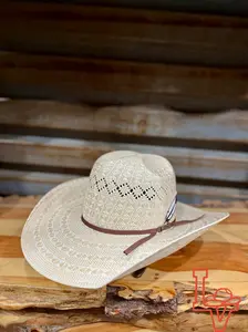 American Hat Company Straw Hat Regular Crown Checkers Tan White