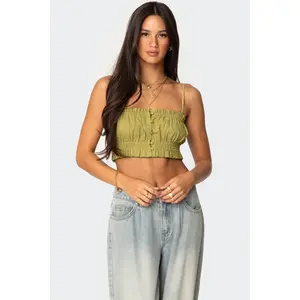 Alda Cropped Button Front Top