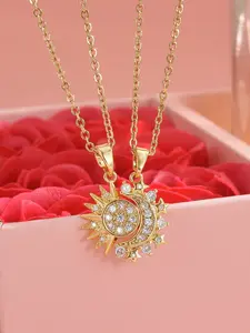 Women's Stainless Steel Necklace, Star Moon Pattern Design, Fashionable Jewelry Gift for Women & Girls, Perfect Valentine's Day Present