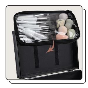 Rolling Makeup Case with Wheels Professional Cosmetology Trolley Case with 2 Large Drawers Travel Makeup Train Case with Pouch Nail Suitcase