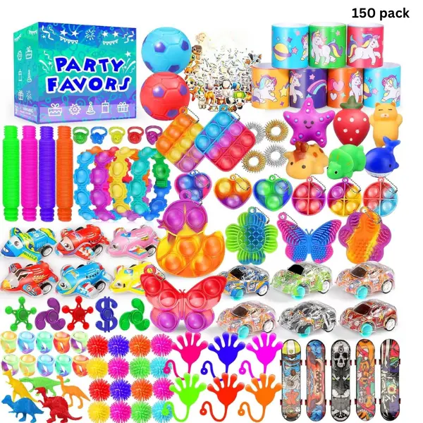 150 Pack Fidget Toys Bulk, Party Favors for Kids Ages 4-12, Classroom Prize Toys, Treasure Box Rewards, Goodie Bag Stuffers, Stocking Stuffers for Boys & Girls, Birthday Party Gifts & Holiday Toys